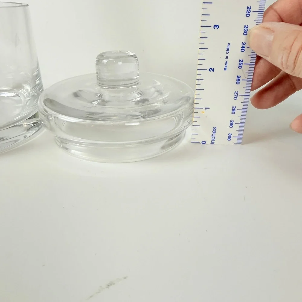 Clear Glass Apothecary Jar Small Round Canister with Lid Bathroom Storage Decor